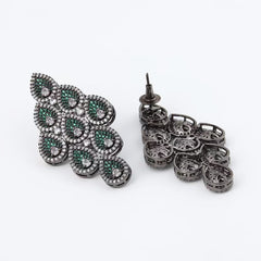 Silver Green Glimmering Earring