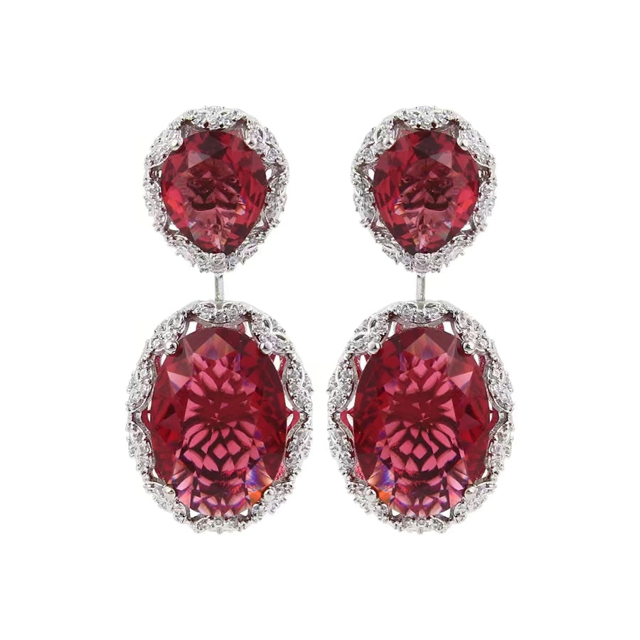 Ruby Red Rhinestone Earrings