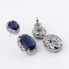 Sapphire Blue Rhinestone Earrings