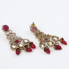 Victorian Red Kundan Dangler