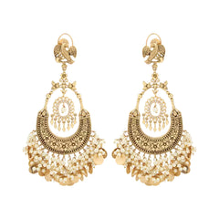 Golden Floral Carved Chandbali
