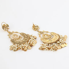 Golden Floral Carved Chandbali