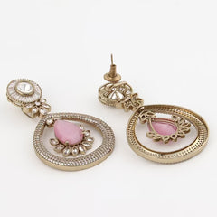 Gleaming Pink Petal Drop Earring