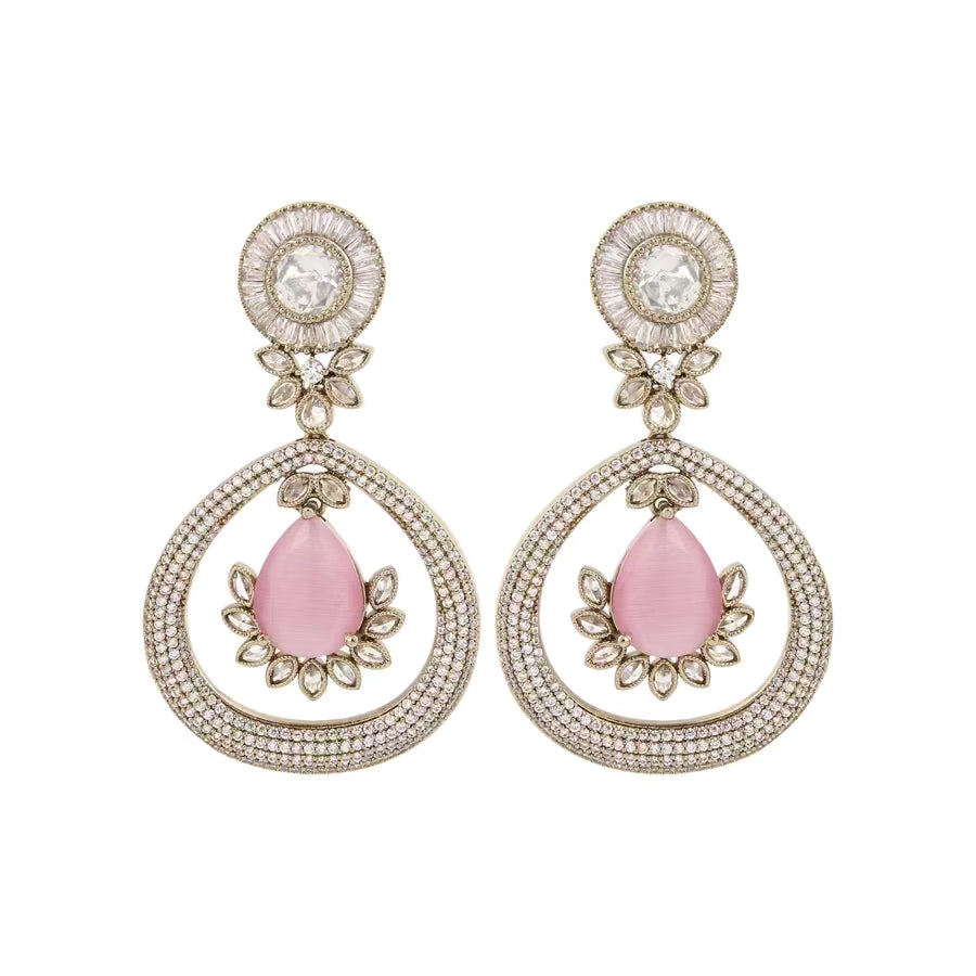 Gleaming Pink Petal Drop Earring