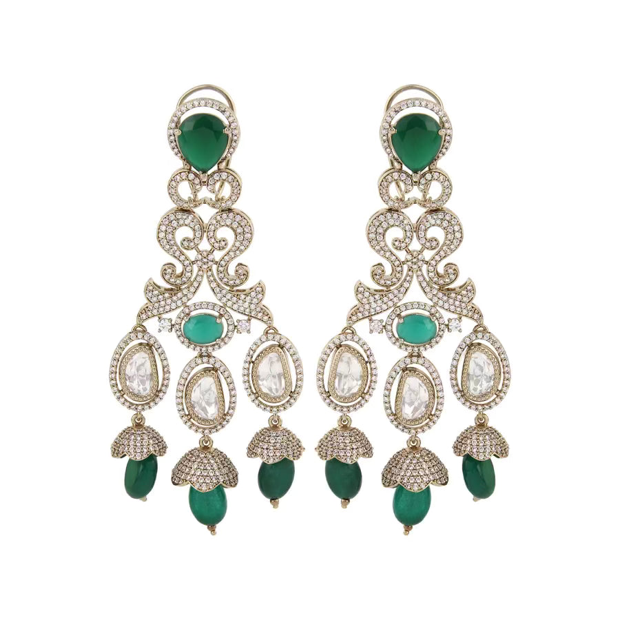 Victorian Green Kundan Dangler