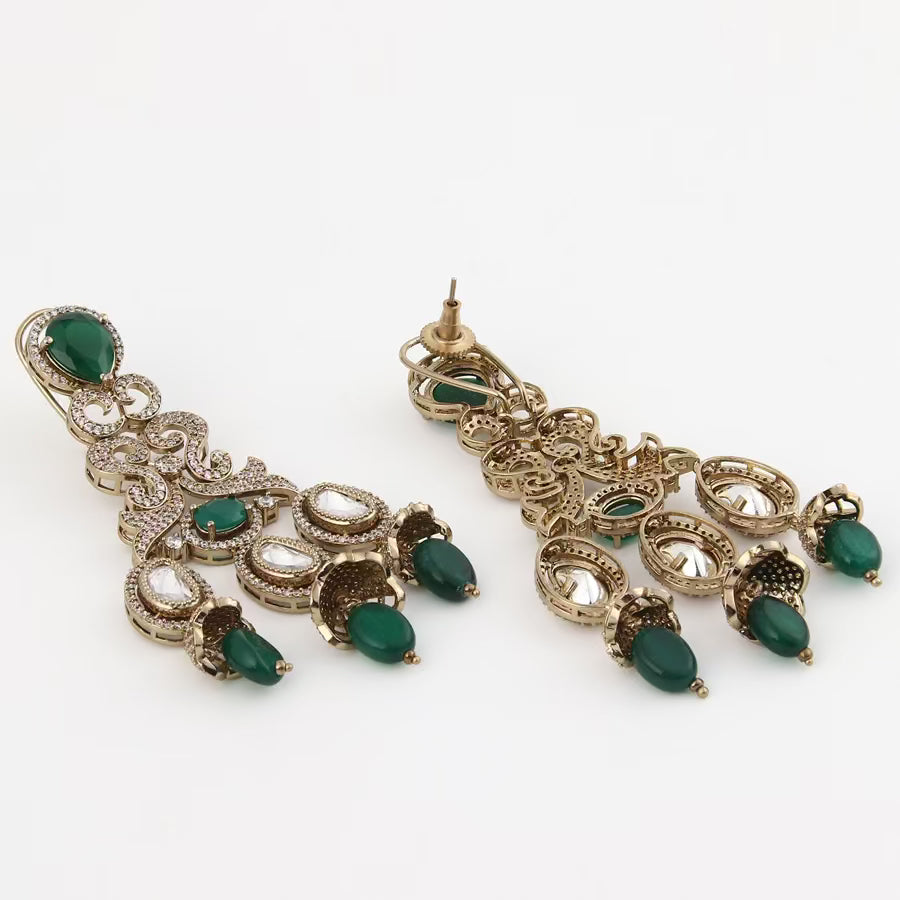 Victorian Green Kundan Dangler