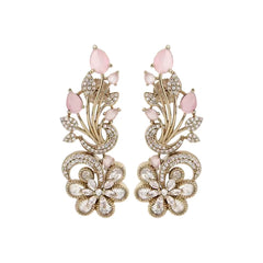 Pink Floral Charm Kundan Earring