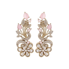 Pink Floral Charm Kundan Earring