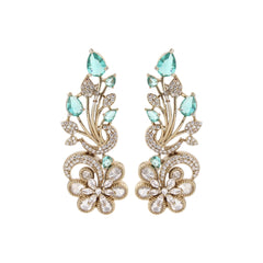 Sage Green Gold Petal Shine Kundan Earring