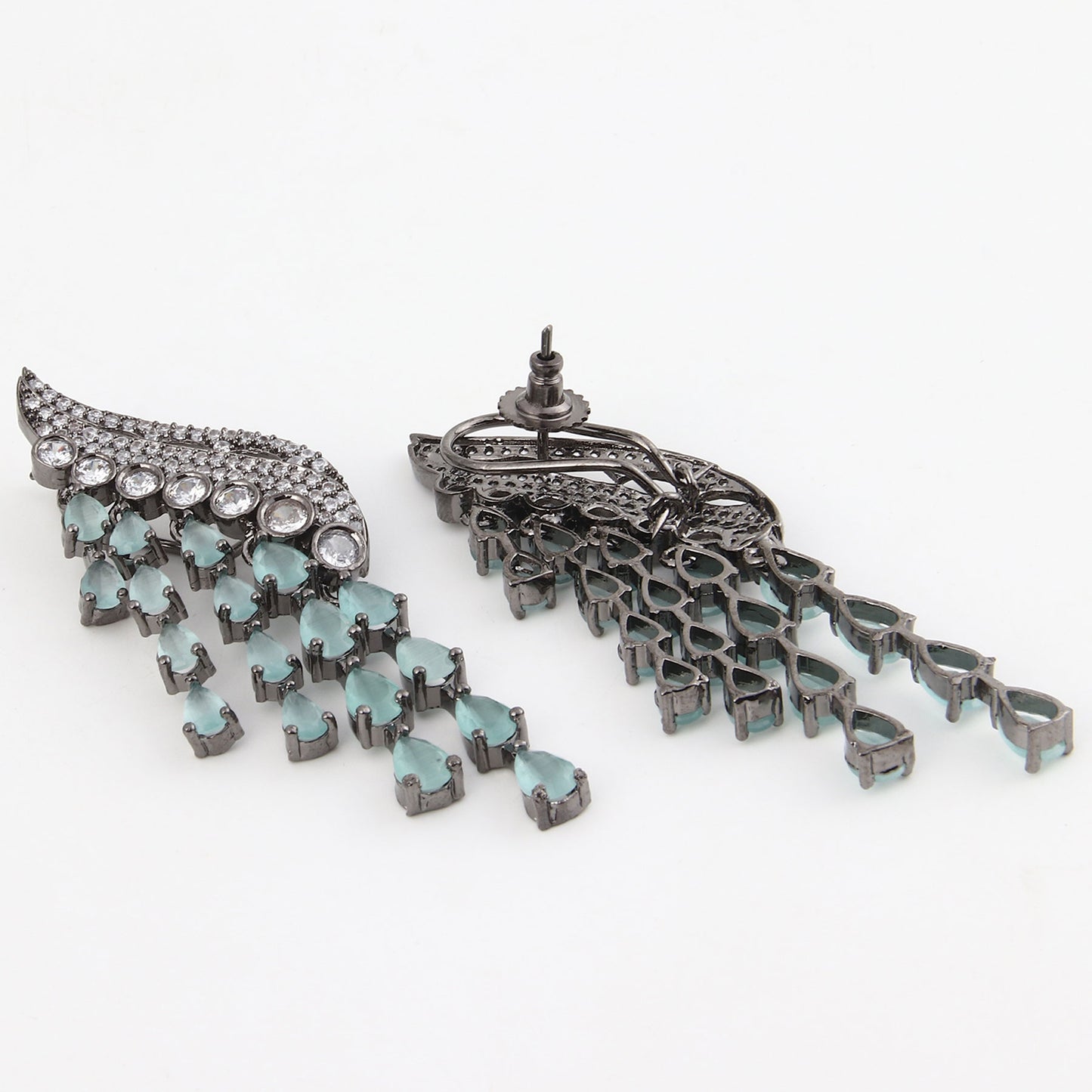 Sage Green Peacock Dangler Earrings