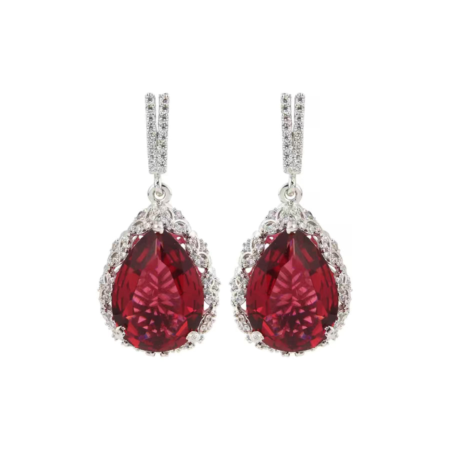 Ruby Red Teardrop Earring