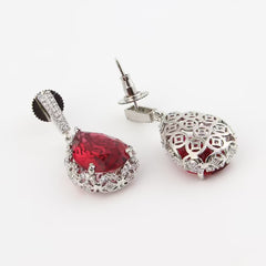 Ruby Red Teardrop Earring