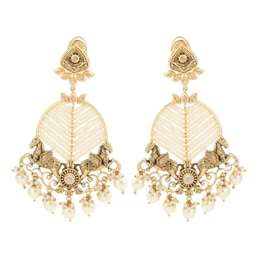 Golden Pearl Dangling Earring