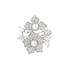 Half Floral Pearl Embellished Ring