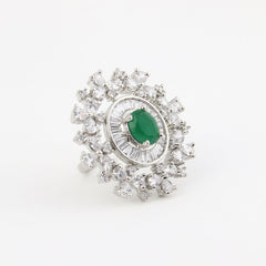 Snowflake Emerald Ring