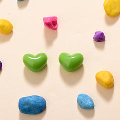 Kids' 925 Silver Olive Green Enamel Heart Studs (Pair)