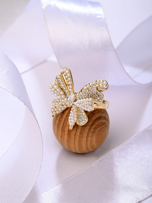 Golden Couture Bow Statement Ring
